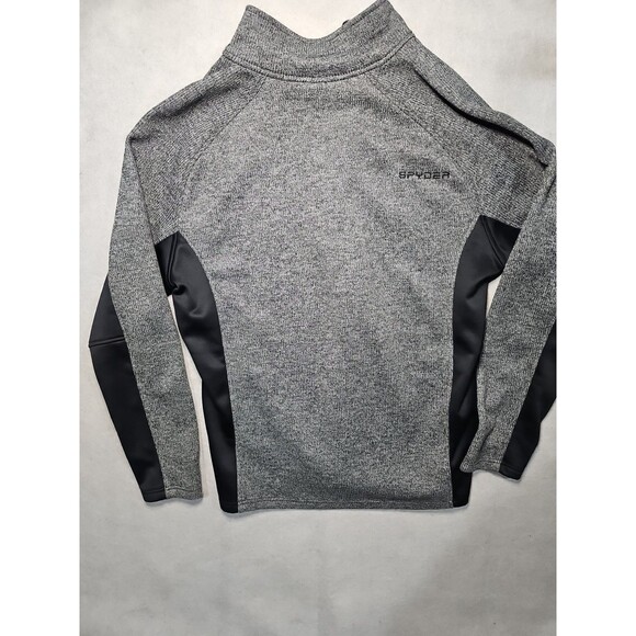 Spyder Sweater Mens XL Gray Black Pullover Quarter Zip Waffle Knit Jacket - Picture 7 of 9